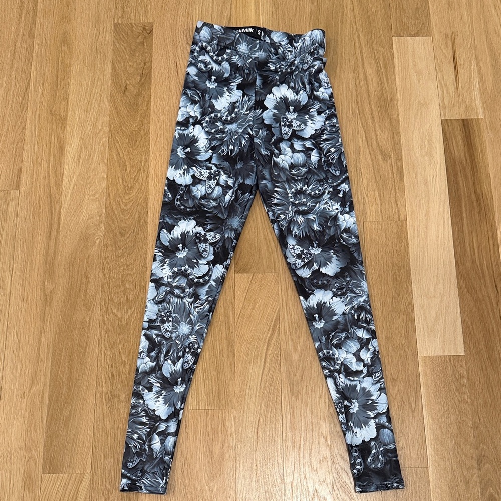 Blackmilk Floral Black and White Leggings